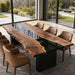 live edge large walnut wood black epoxy resin dinning table for farmhouse in california