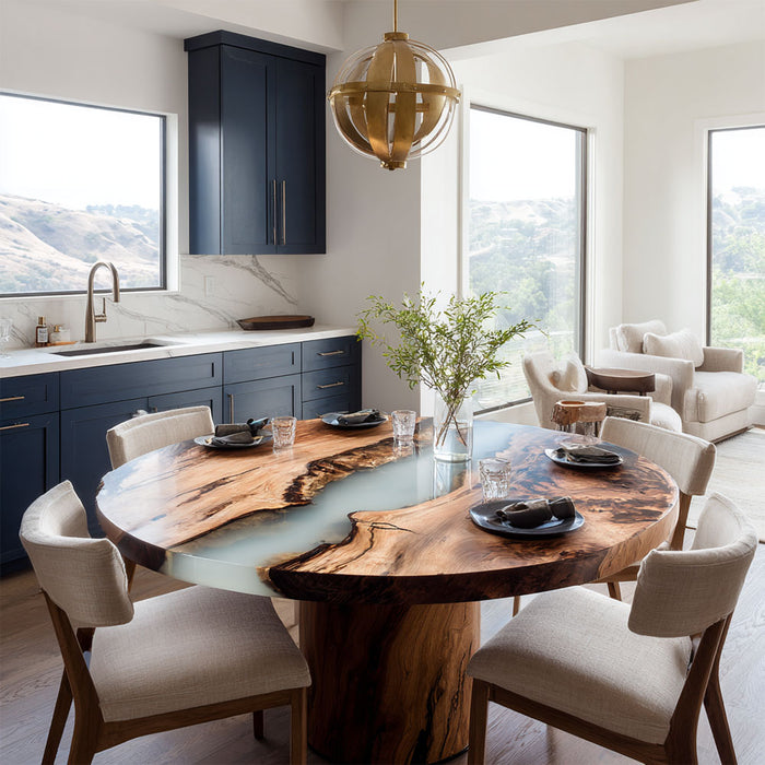 olive wood epoxy resin table for kitchens & living rooms in florida