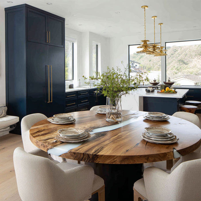 modern wooden epoxy dinning table for kitchens & dinning rooms in florida