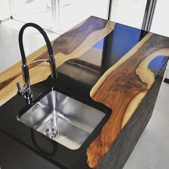 Custom Black Epoxy Kitchen Countertop