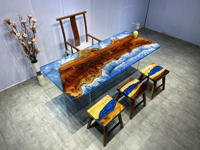 Custom Blue Ocean Epoxy Conference Table-2