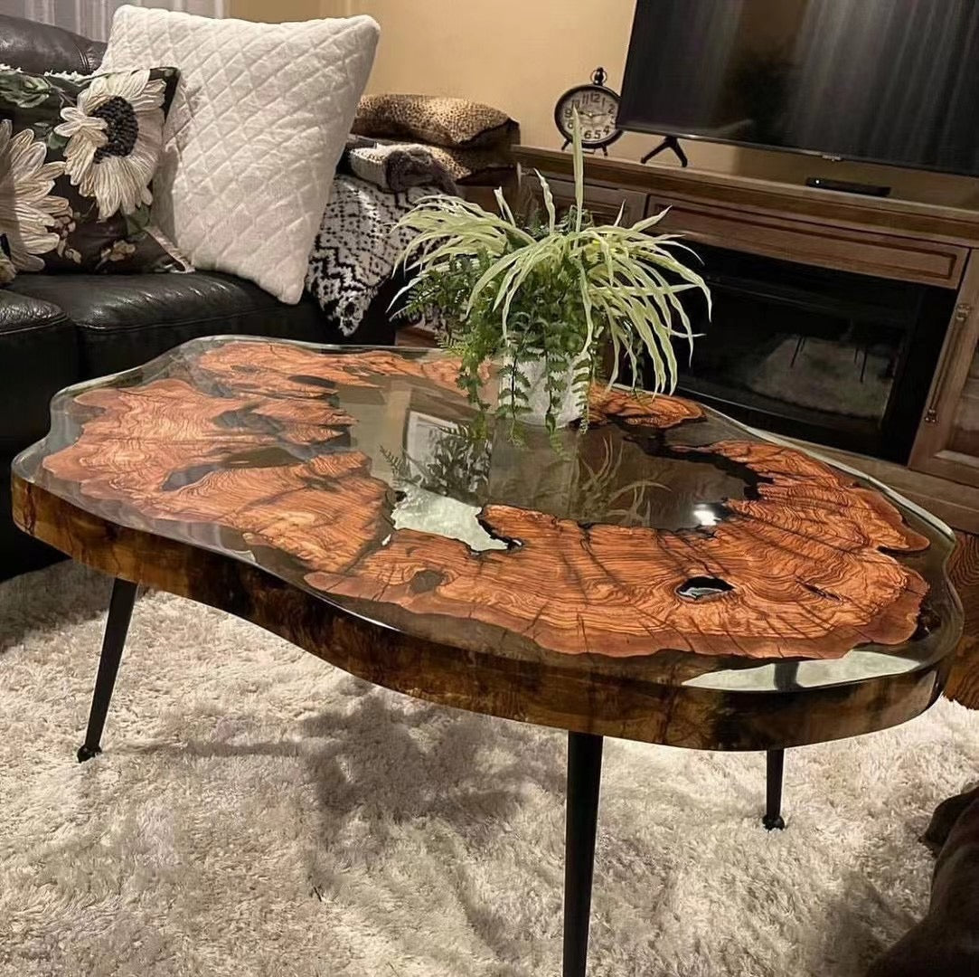 Custom Epoxy Resin Round Coffee Table-3