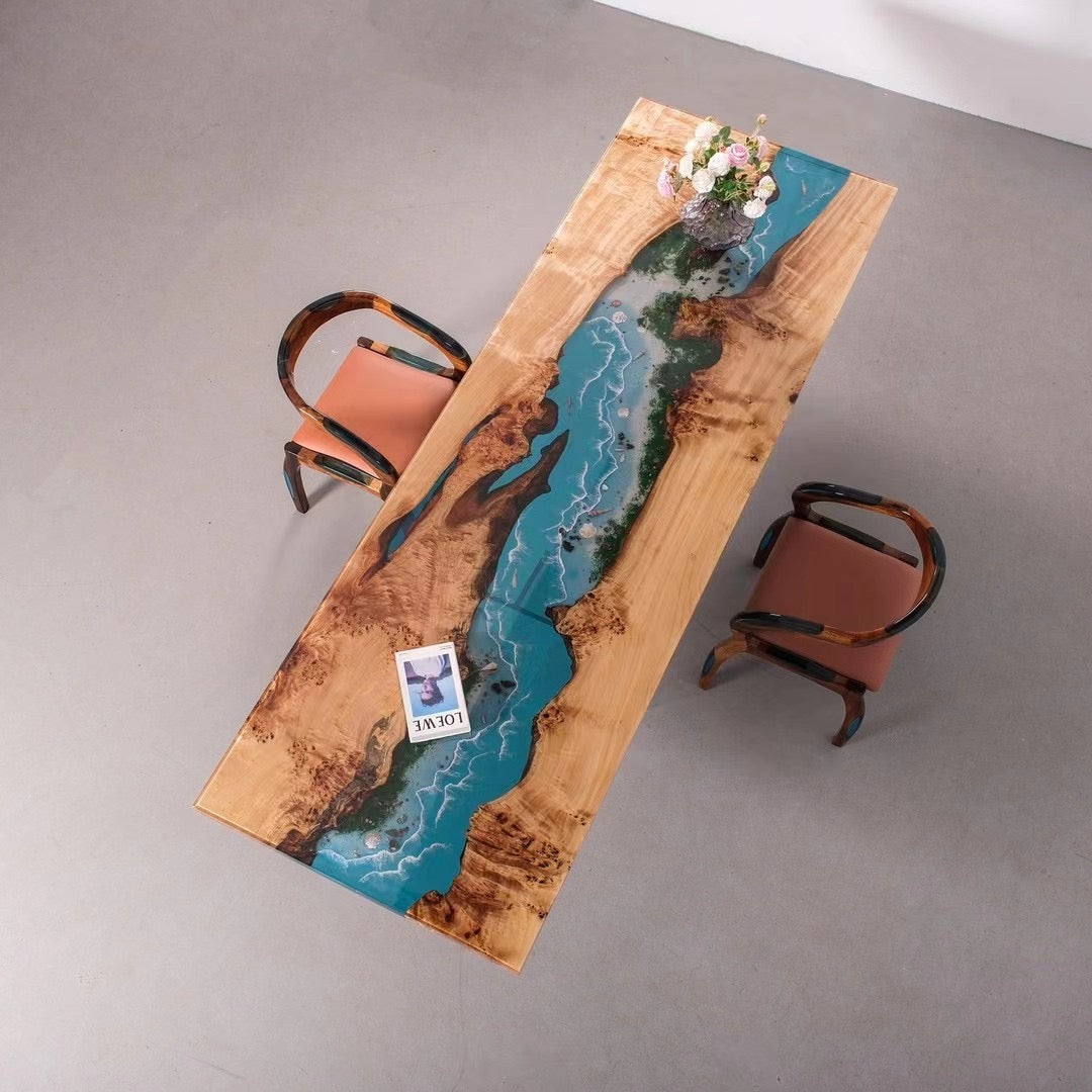 Custom Epoxy Resin Wave Conference Table-1