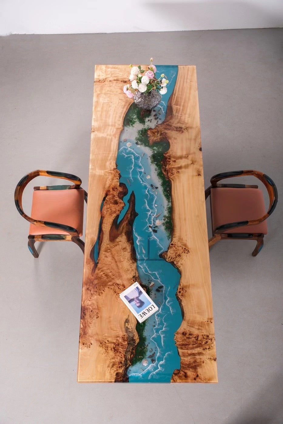 Custom Epoxy Resin Wave Conference Table-2