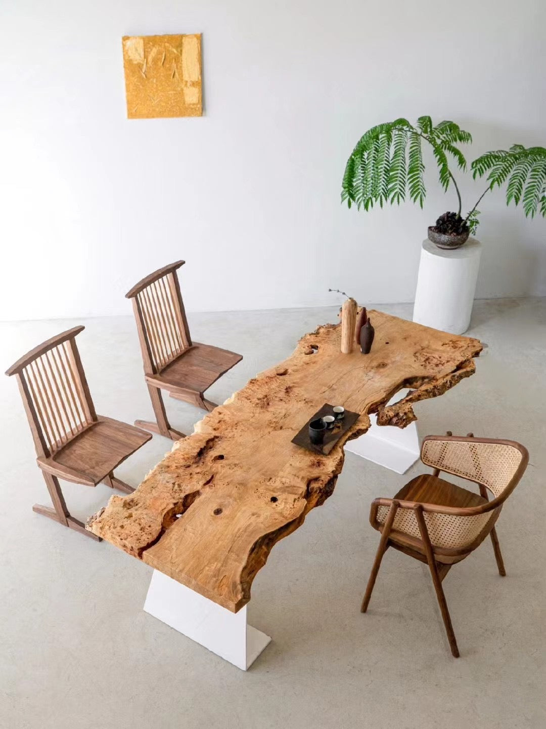 Custom Live Edge Wood Slab Conference Table-1