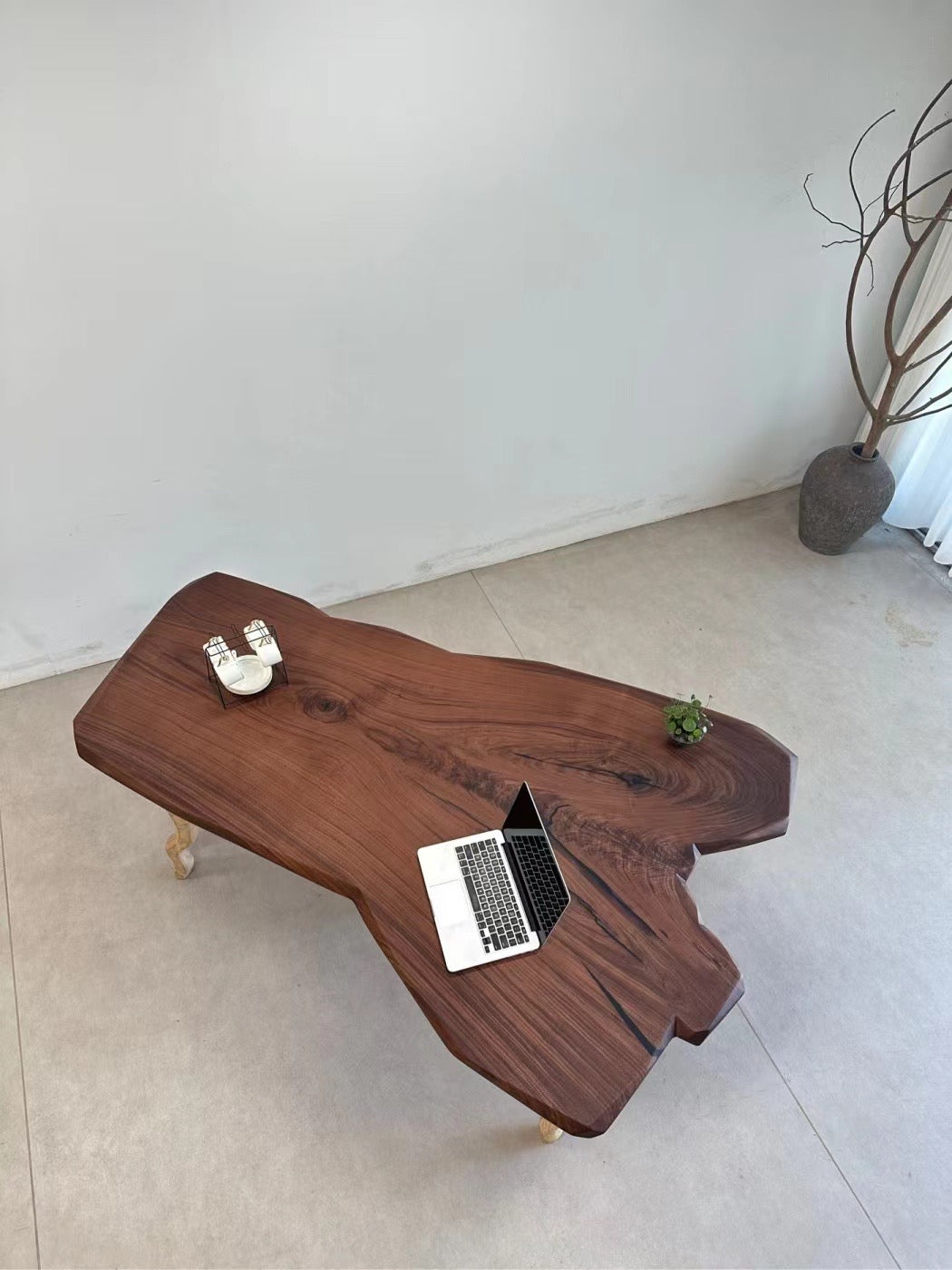 Custom Luxury Irregular Wood Slab Coffee Table-2