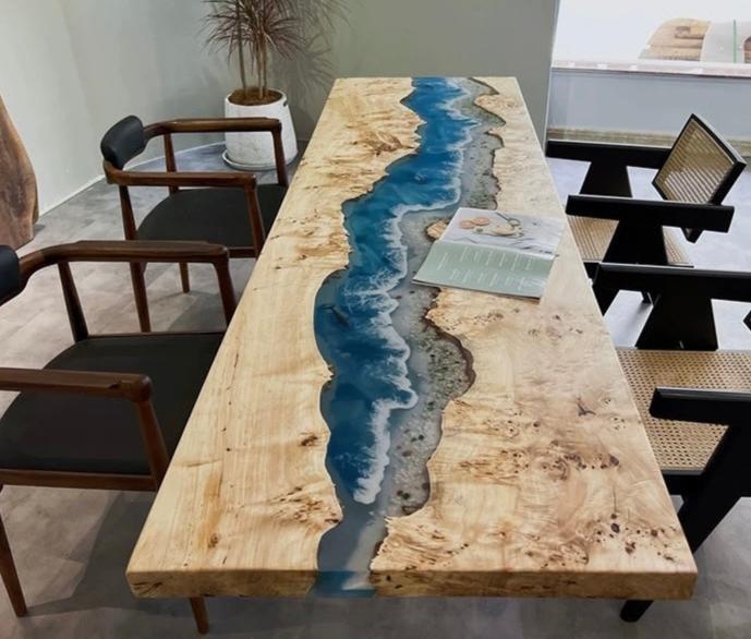 Custom Poplar Wood Epoxy Conference Table-1