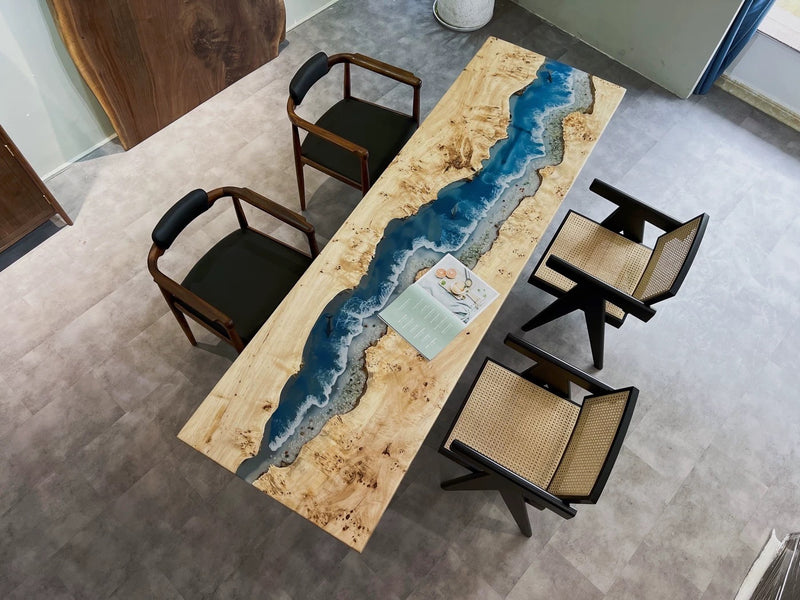 Custom Poplar Wood Epoxy Conference Table-2