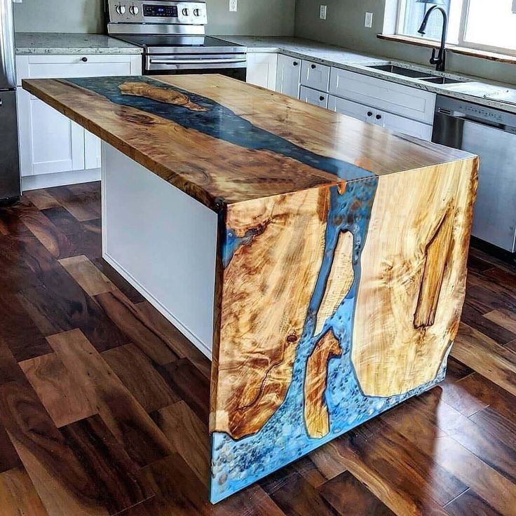 Custom River Straight Edge Epoxy Countertop