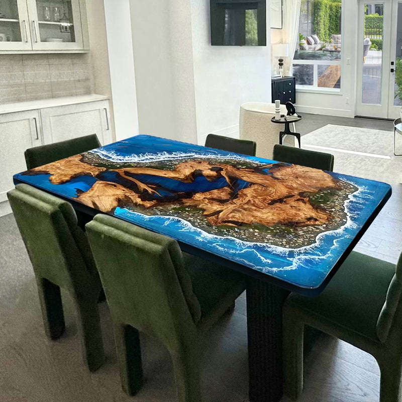 Custom Seawave Epoxy Dining Table-2