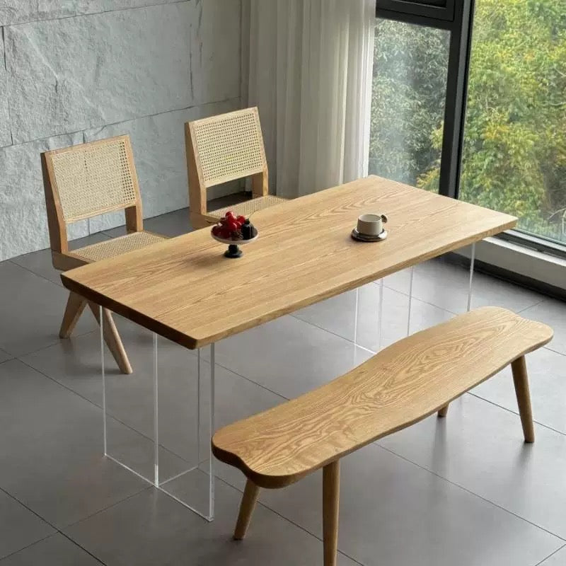 Custom Solid Wood Straight Edge Dining Table