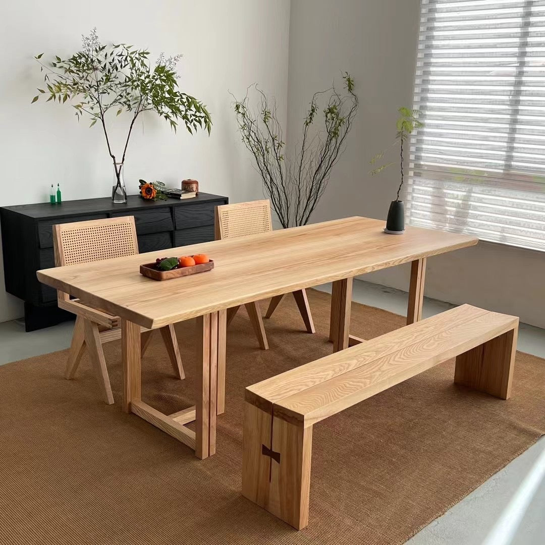 Custom Wood Slab Straight Edge Conference Table-3