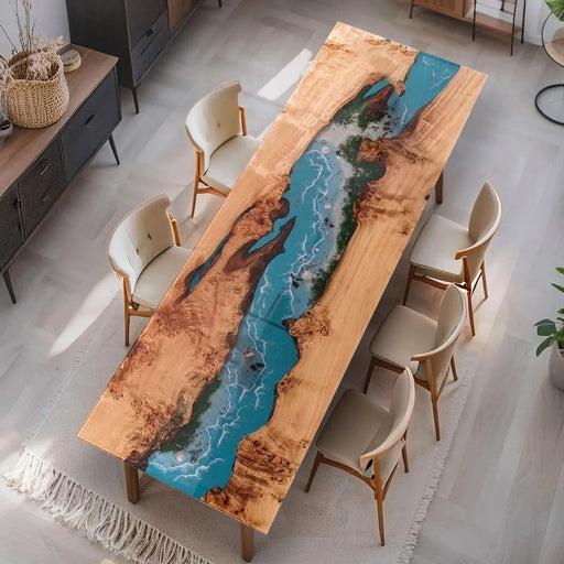 Wood conference table for office meetings, sleek and spacious design.