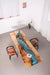 Wood conference table for office meetings, sleek and spacious design.