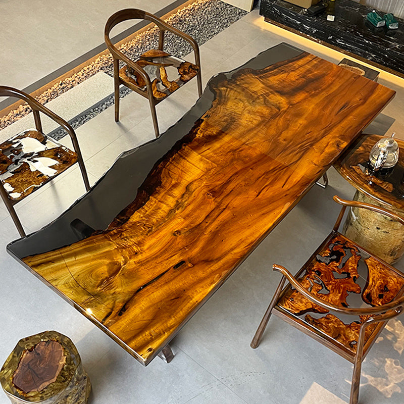 Golden Camphor Black Epoxy Dining Table 