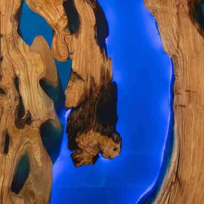 rustic olive wood epoxy dinning table for luxury homes in colorado