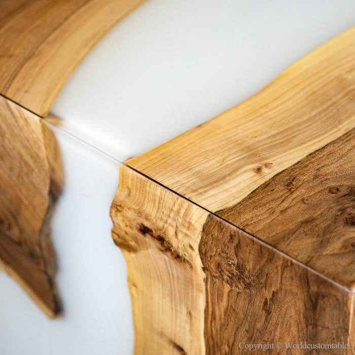 Handmade epoxy waterfall executive desk with natural black walnut