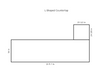 Diagram of an L-shaped countertop with dimensions