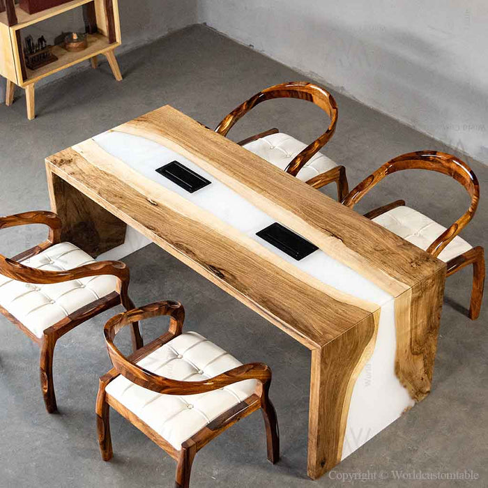 Luxury walnut resin home office desk for modern workspace