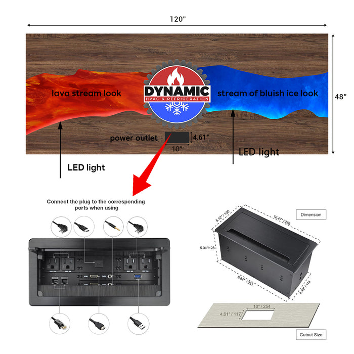 Custom Link for Randy -  4x10' Black Walnut Conference Table – Blue LED Stream & Custom Dynamic Logo