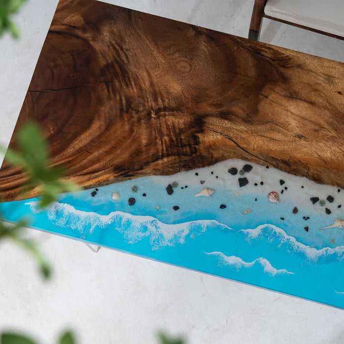 Myluxurytable Walnut Blue Ocean System Epoxy Table MLT-032