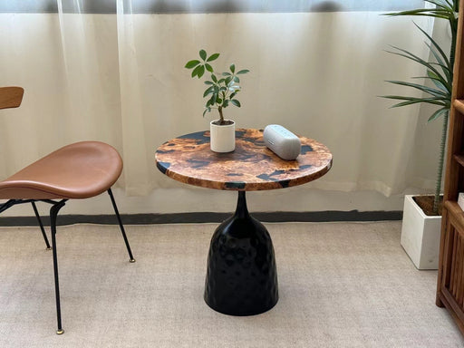 Solid wood center table with raw edge