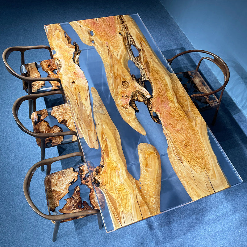 Olive Handmade Transparent Epoxy Table 