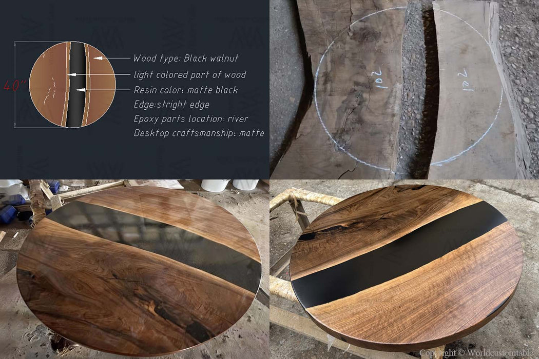 Walnut Black Epoxy Dining & Coffee Table – Resin Table for Living and Dining Spaces - P02