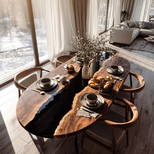 new arrival wooden epoxy dinning table for modern homes in new york