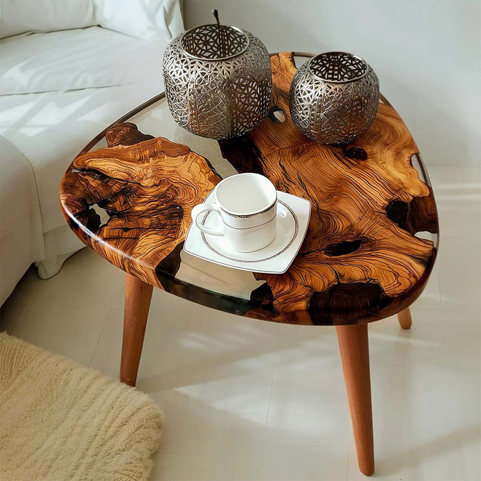 handcrafted olive wood epoxy coffee table for living rooms in chicago
