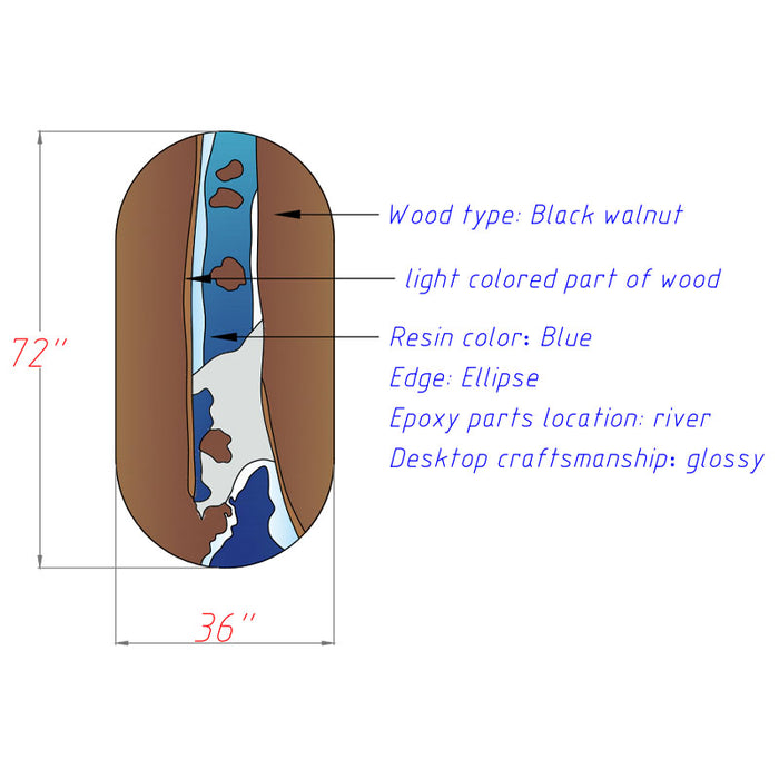 black walnut wood blue epoxy conference table for meeting rooms in california