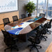 oval black walnut epoxy conference table for spacious meeting rooms in california