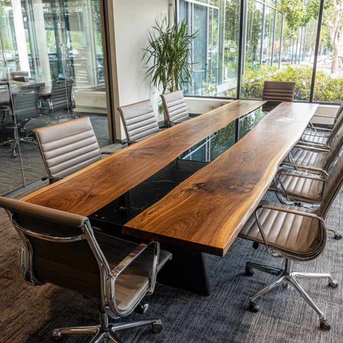 large square wooden conference table for modern meeting rooms in california