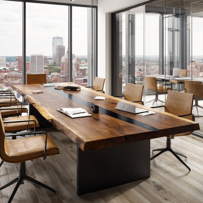 Custom Extra-Large Walnut Live Edge Conference & Meeting Epoxy Table - P25