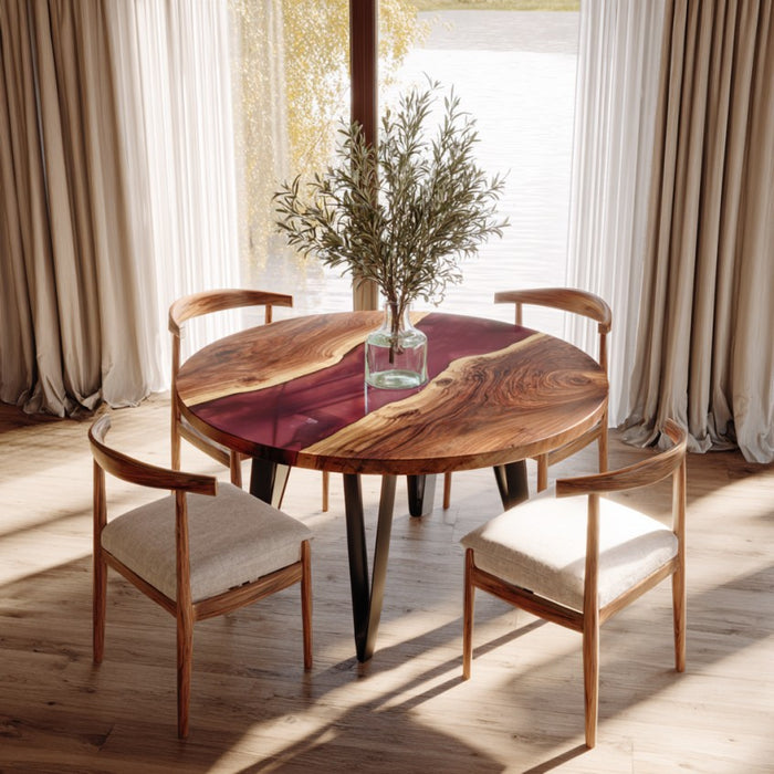 vintage wooden epoxy dinning & coffee table for american homes in florida