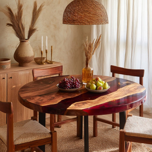 vintage wooden epoxy dinning table for kitchens & living spaces in florida