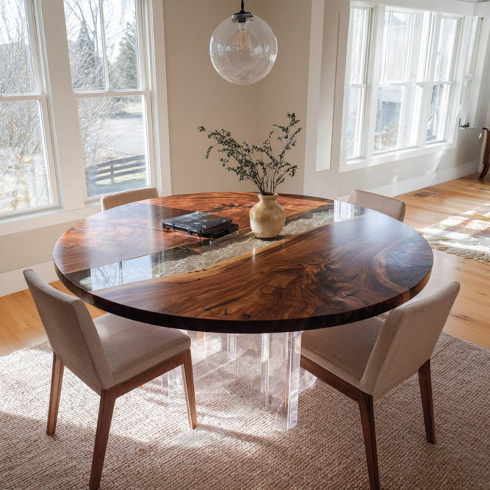 black walnut epoxy coffee table for offices & studies in california