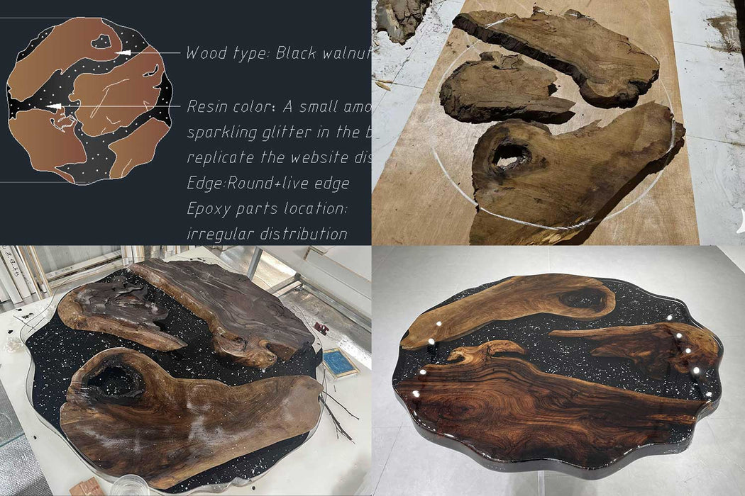 custom irregular wooden epoxy coffee table for homes & offices in florida