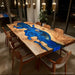 Custom blue river olive wood epoxy dinning table