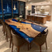 Artisan crafted olive wood epoxy dining table centerpiece