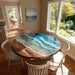 Modern luxury walnut epoxy coffee table with resin river design