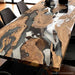 Custom epoxy dining table with gray resin in contemporary home