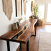 Living room black walnut epoxy console table with sleek resin