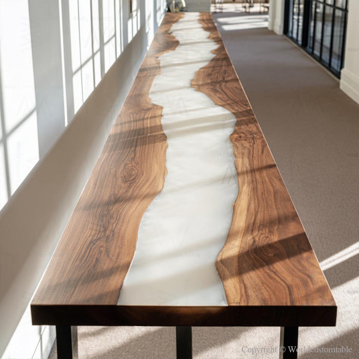 Epoxy console table placed in a contemporary home interior