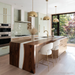 Elegant white epoxy waterfall table for kitchen dining