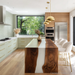 Handcrafted black walnut epoxy waterfall dining table