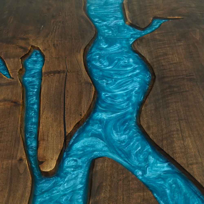 Luxury Blue Epoxy Black Walnut Dining Table