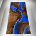 96 inch Black Walnut resin dining table with vivid blue epoxy for 8 to 10 people
