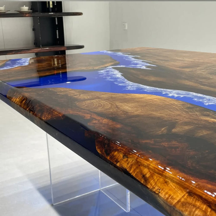 Ready to ship Black Walnut epoxy dining table in 48 x 96 inch size