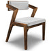 Wooden chair with white cushion on a white background